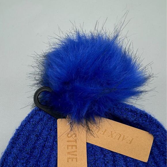 Steve Madden Beanie Womens One Size Blue Warm Cozy Modern Bright Vibrant Winter - Picture 3 of 6